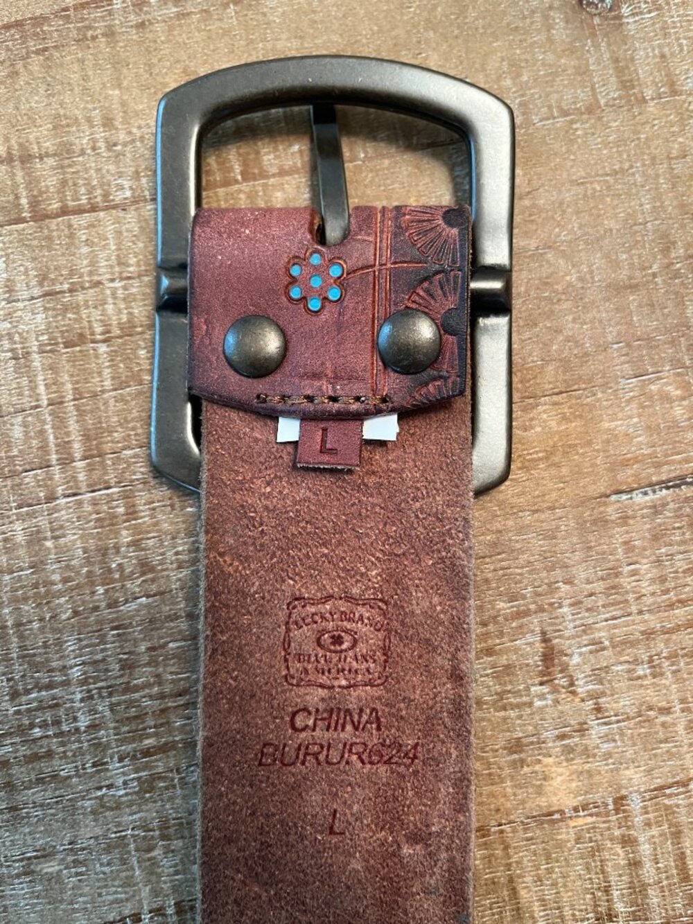 Vintage Lucky Brand Studded Turquoise Floral Leather Belt - Large - Picture 2 of 10